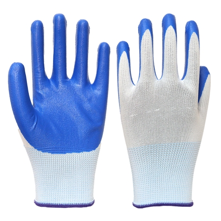 Перчатки белые синий облив синт. ADMIRAL M-L (8-9) уп-12пар, ящ-300пар, Арт. ПР-Н401 - Адмирал - Оптовые поставки строительных материалов от производителя
