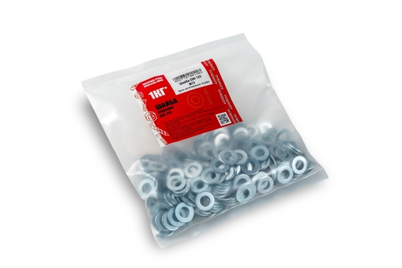 Шайба DIN 125 М12 плоская Zn ADMIRAL 1уп=1кг(+/-6%)~175шт, 1ящ=20уп - Адмирал - Оптовые поставки строительных материалов от производителя