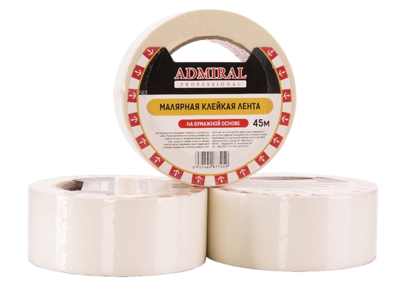 Лента малярная 36мм*45м 145мкм ADMIRAL уп/48шт - Адмирал - Оптовые поставки строительных материалов от производителя Лента малярная 36мм*45м 145мкм ADMIRAL уп/48шт - Адмирал - Оптовые поставки строительных материалов от производителя