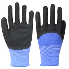 Перчатки синие черный облив синтетические "Артикул ПР-Л316"