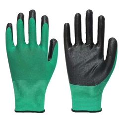 Перчатки зеленые черный облив синтетические "Артикул ПР-Н402-3"