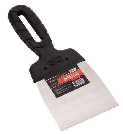 Шпатель фасад.нерж 080мм ADMIRAL черн. ручка 1/12/120 - Адмирал - Оптовые поставки строительных материалов от производителя