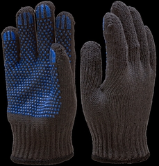 Перчатки 10 класс 5 нитей с ПВХ ЧЕРНЫЕ плотность 132 текс 1уп-10пар "Артикул ПВХ-01Ч"