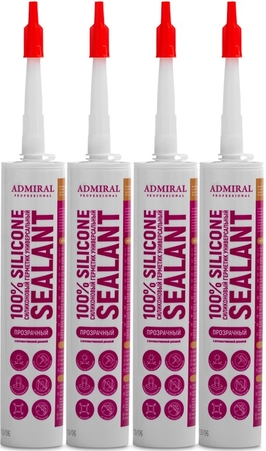 Герметик силиконовый универсальный с противогрибковой добавкой ПРОЗРАЧНЫЙ 325гр/280мл уп/24ш ADMIRAL - Адмирал - Оптовые поставки строительных материалов от производителя